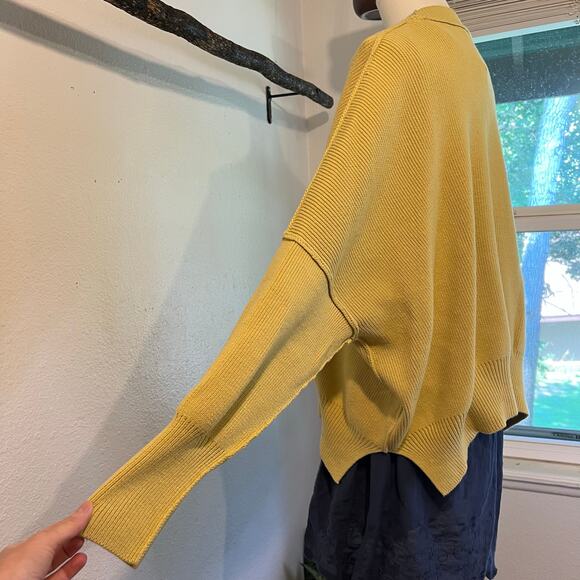 Free People Easy Street Chartreuse Yellow Ribbed Oversized Sweater Size Medium - Picture 5 of 12
